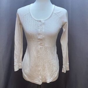 Anthropologie Saturday Sunday Patchwork Knit thermal waffle shirt top XS
